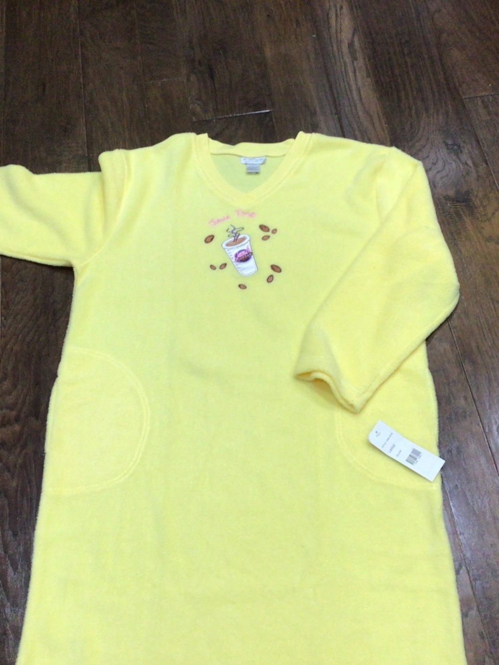 Kathryn lemon yellow house dress/PJs//gown. Size large new with tags